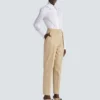 Darted 7/8 trousers in cotton gabardine