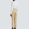 Darted 7/8 trousers in cotton gabardine