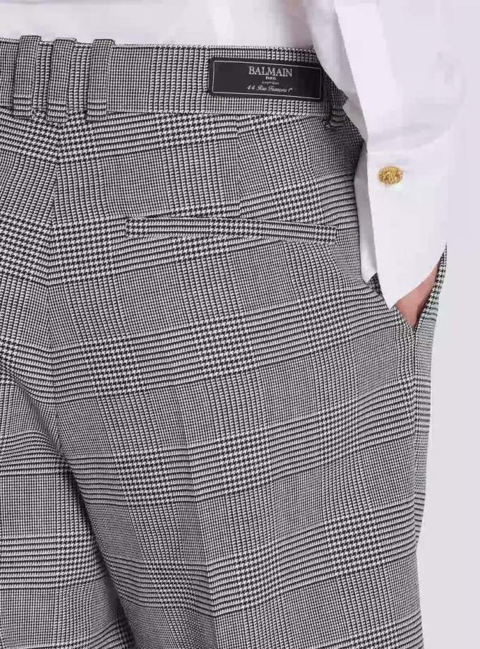 Darted shorts with Prince of Wales check