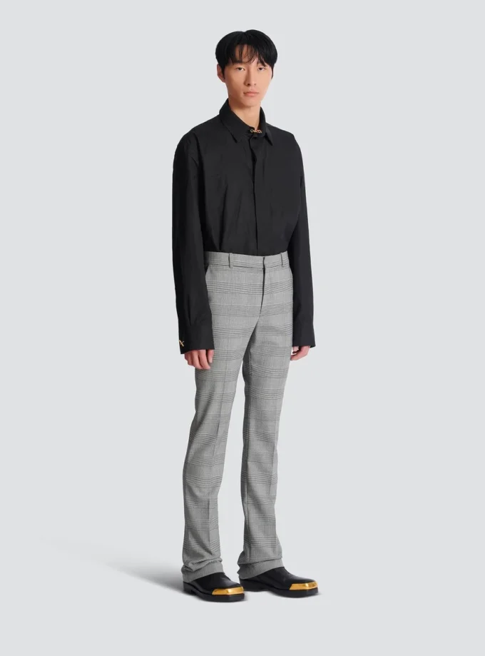 Darted trousers in Prince of Wales wool