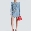 Denim jacket with pearl trim Denim jacket with pearl trim