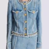 Denim jacket with pearl trim Denim jacket with pearl trim