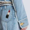Denim jacket with pearl trim Denim jacket with pearl trim