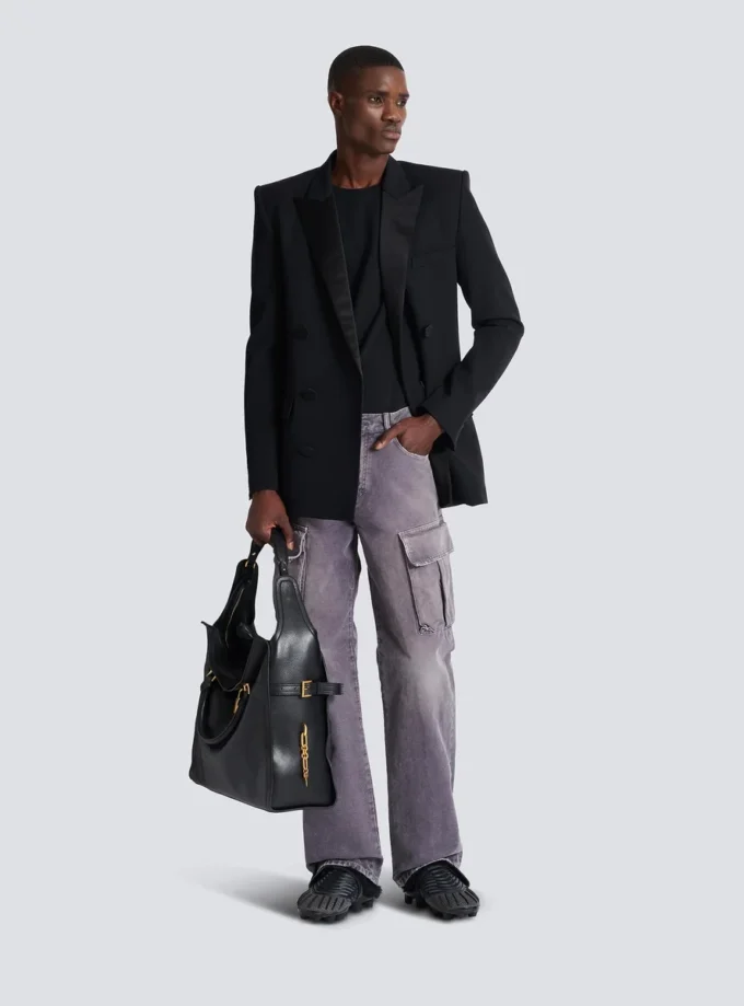 Denim loose-fit cargo jeans