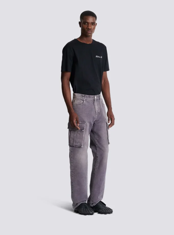 Denim loose-fit cargo jeans
