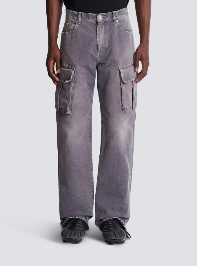 Denim loose-fit cargo jeans