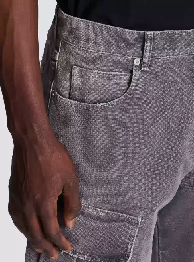 Denim loose-fit cargo jeans
