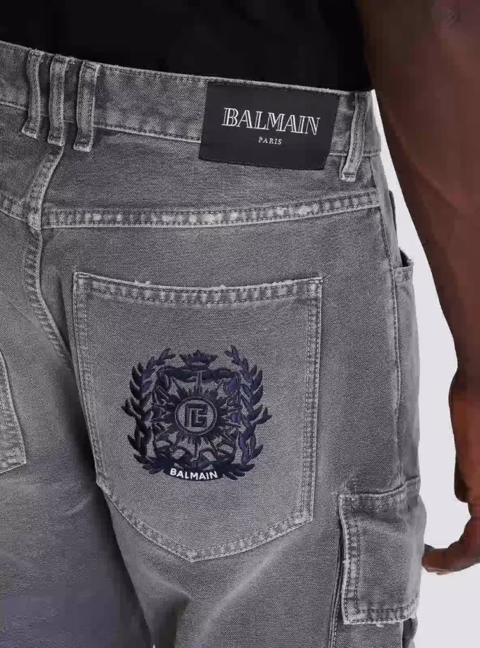 Denim loose-fit cargo jeans