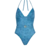 Denim one-piece swimsuit