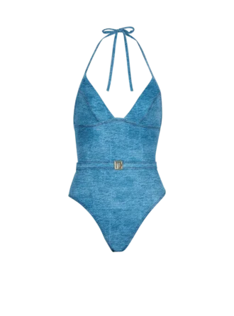 Denim one-piece swimsuit