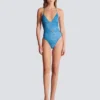 Denim one-piece swimsuit