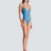 Denim one-piece swimsuit