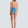 Denim one-piece swimsuit