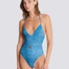 Denim one-piece swimsuit