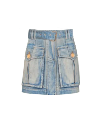 Denim skirt with pockets