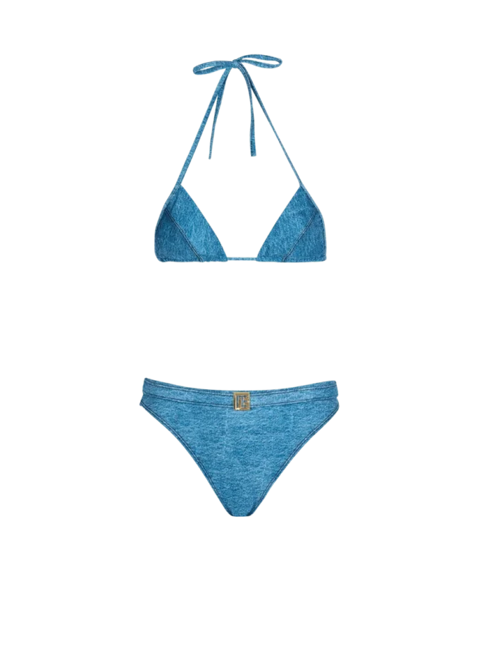 Denim two-piece swimsuit
