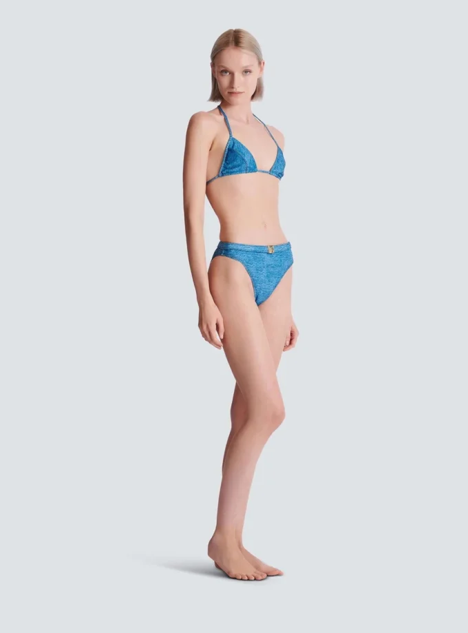 Denim two-piece swimsuit