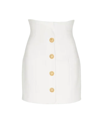 Double crepe tulip skirt with buttons
