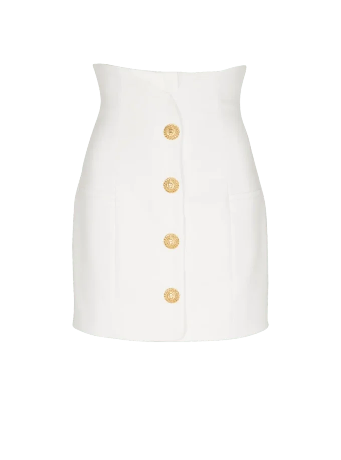 Double crepe tulip skirt with buttons
