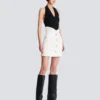 Double crepe tulip skirt with buttons