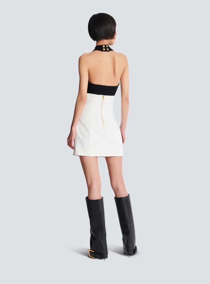 Double crepe tulip skirt with buttons