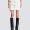 Double crepe tulip skirt with buttons