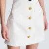 Double crepe tulip skirt with buttons