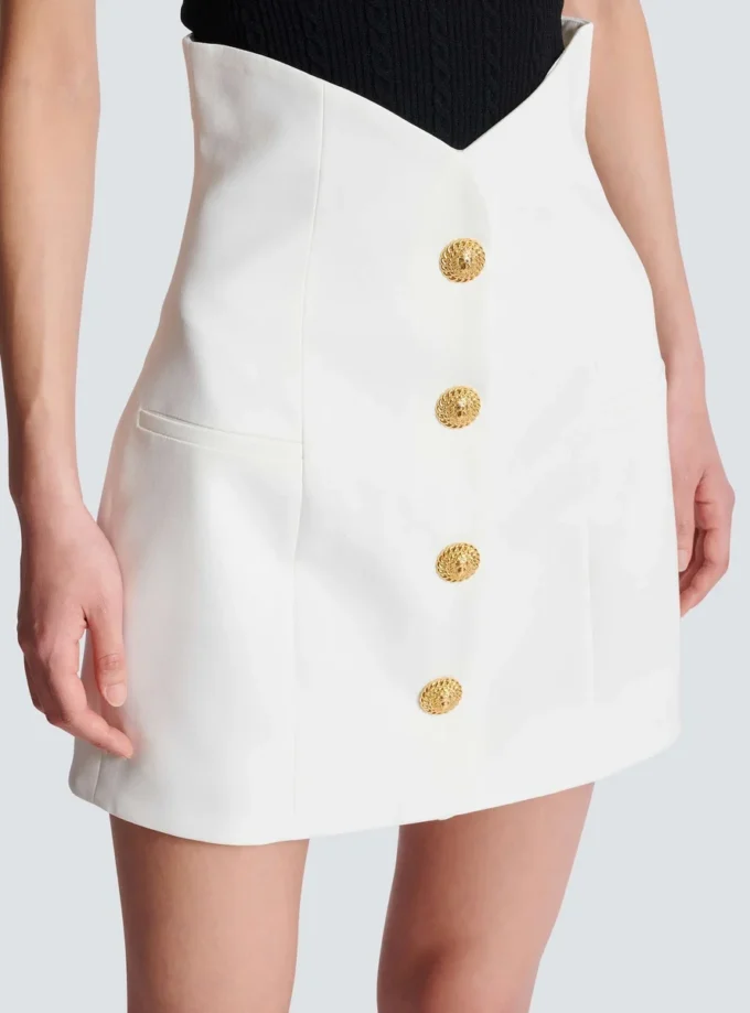 Double crepe tulip skirt with buttons
