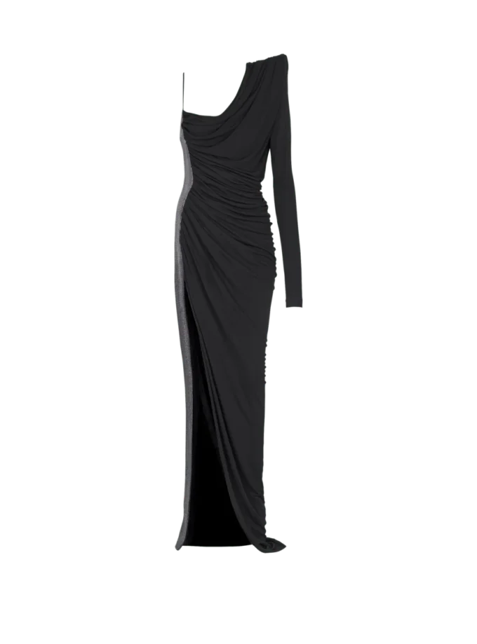 Draped asymmetrical two-material dress Draped asymmetrical two-material dress