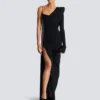 Draped asymmetrical two-material dress Draped asymmetrical two-material dress