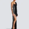 Draped asymmetrical two-material dress Draped asymmetrical two-material dress
