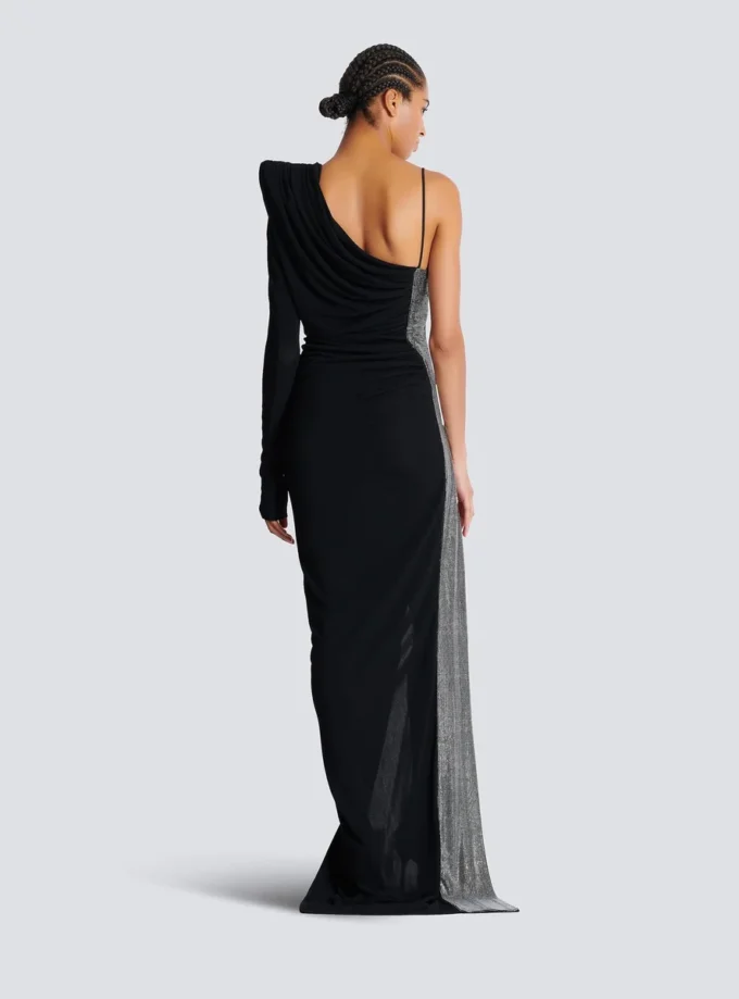 Draped asymmetrical two-material dress Draped asymmetrical two-material dress