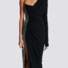 Draped asymmetrical two-material dress Draped asymmetrical two-material dress