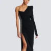 Draped asymmetrical two-material dress Draped asymmetrical two-material dress