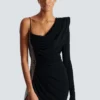 Draped asymmetrical two-material dress Draped asymmetrical two-material dress