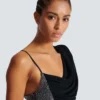 Draped asymmetrical two-material dress Draped asymmetrical two-material dress