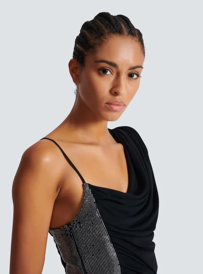 Draped asymmetrical two-material dress Draped asymmetrical two-material dress