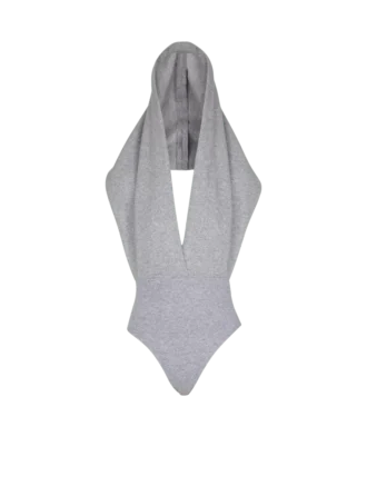 Draped bodysuit with hood