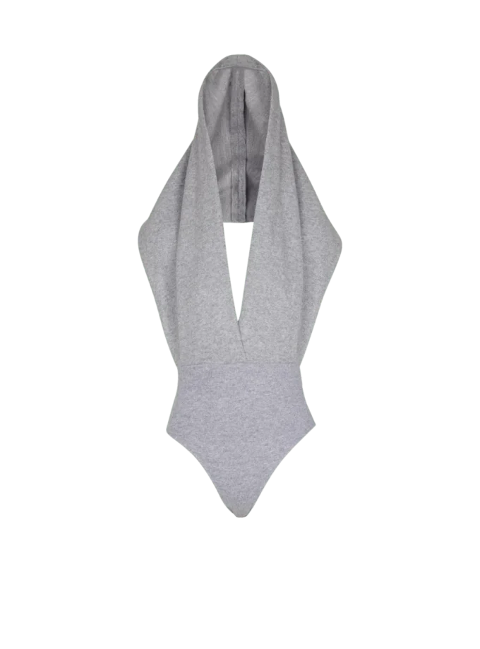 Draped bodysuit with hood Draped bodysuit with hood
