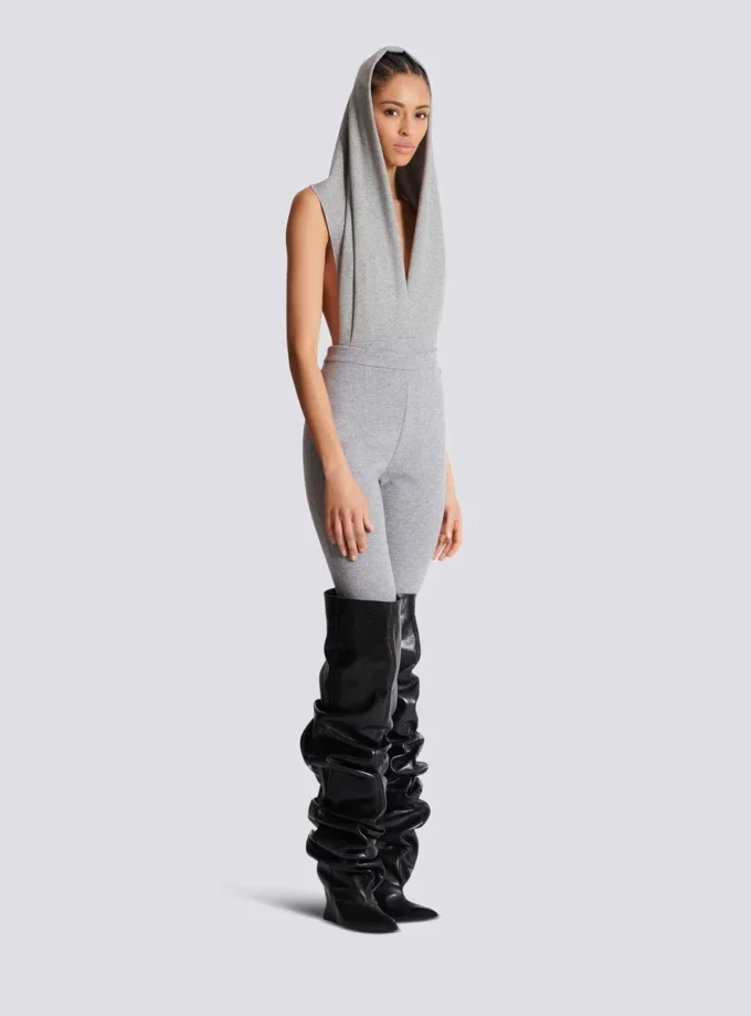 Draped bodysuit with hood Draped bodysuit with hood