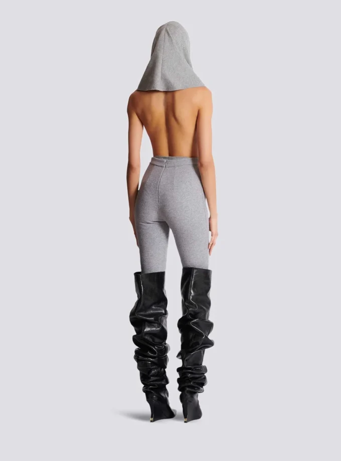 Draped bodysuit with hood Draped bodysuit with hood