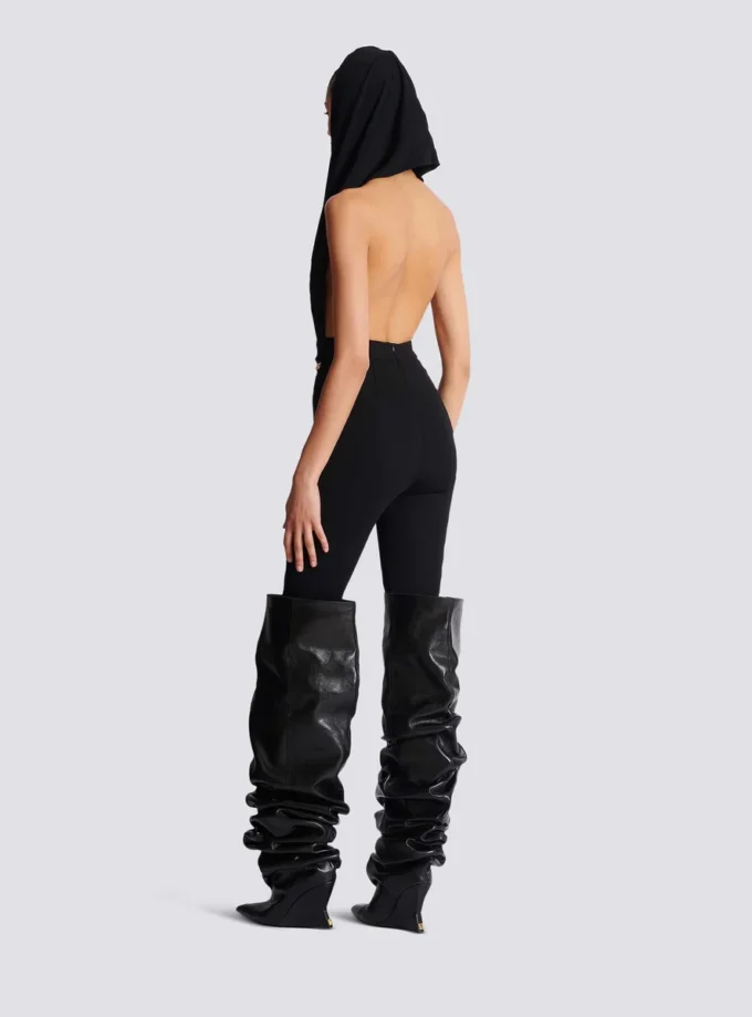 Draped bodysuit with hood Draped bodysuit with hood