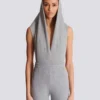 Draped bodysuit with hood Draped bodysuit with hood