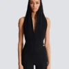 Draped bodysuit with hood Draped bodysuit with hood