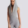 Draped bodysuit with hood Draped bodysuit with hood