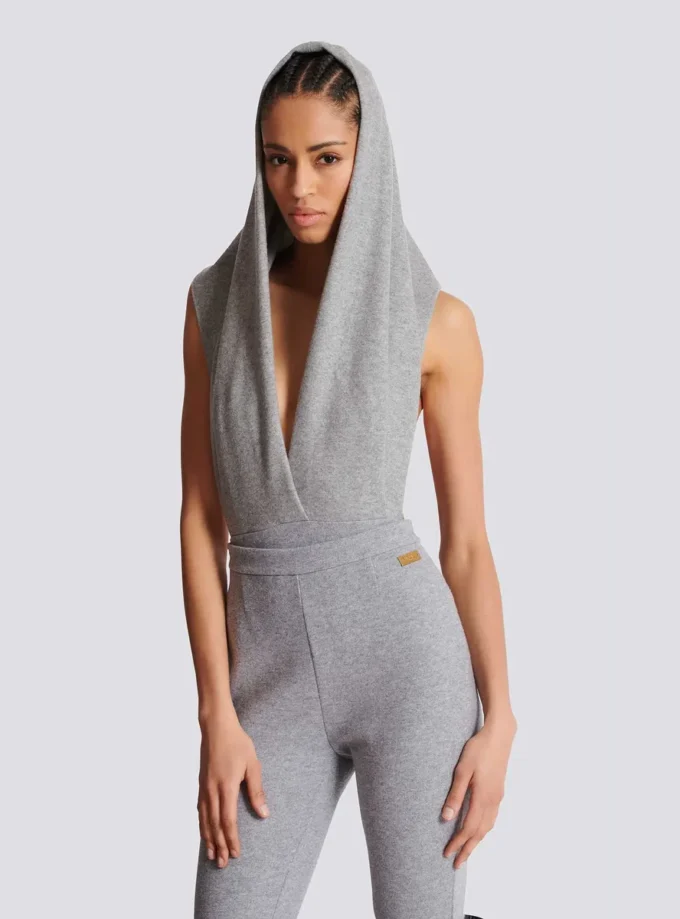 Draped bodysuit with hood Draped bodysuit with hood