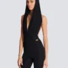 Draped bodysuit with hood Draped bodysuit with hood
