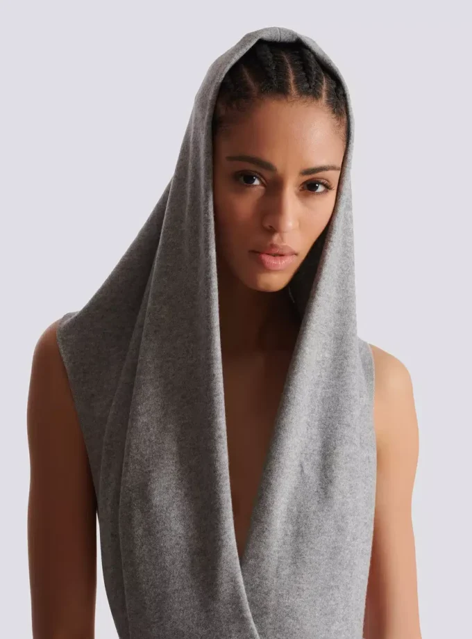 Draped bodysuit with hood Draped bodysuit with hood