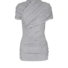 Draped cotton knit top