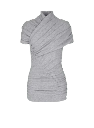 Draped cotton knit top